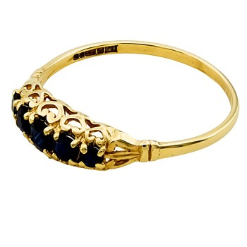 9ct Gold Sapphire 5 Stone Ring size Q